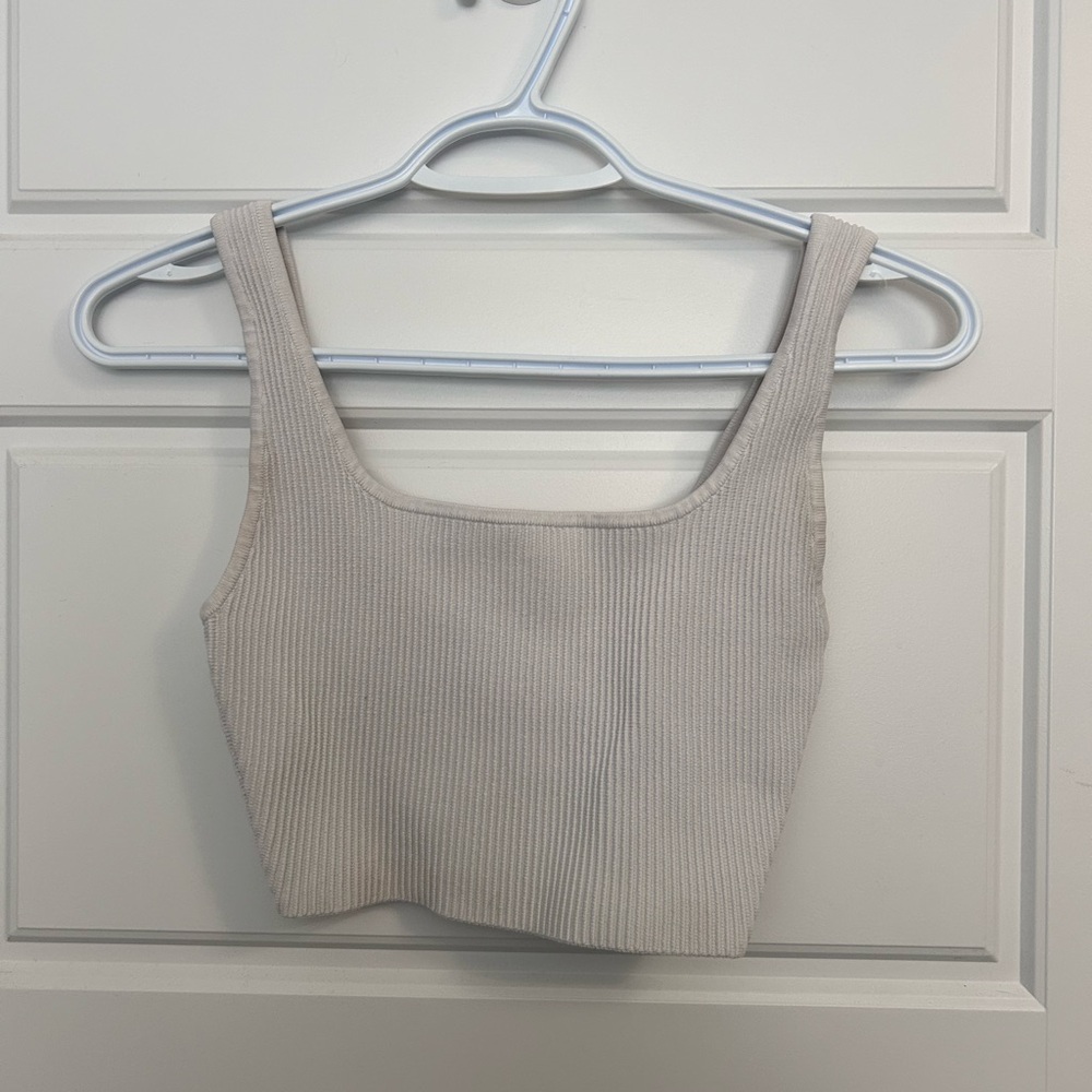 White Ribbed Crop Top - Picture 4 of 6